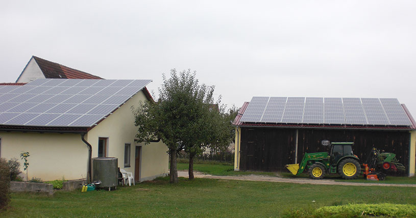 Landwirtschaft in Sachsen bei Ansbach mit PV-Anlage
